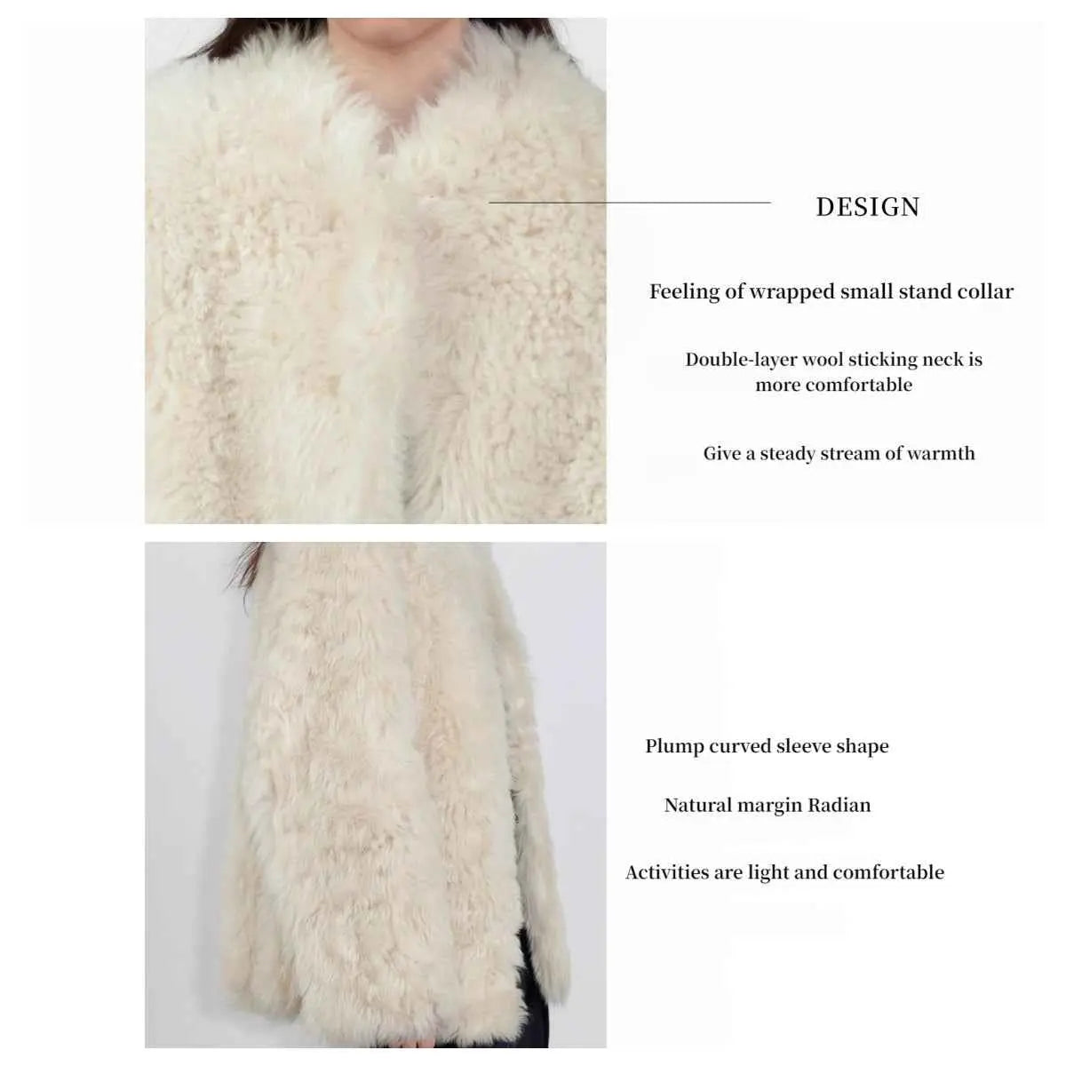 Fireladyfur Women's Casual Tuscan Sheepskin Jacket with Stand - up Collar“Sea of Love Accompaniment” - variant_title