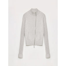 "Senna Melody" oblique placket fine merino wool and cotton blend zipper knitted cardigan top for women - variant_title