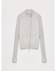 "Senna Melody" oblique placket fine merino wool and cotton blend zipper knitted cardigan top for women - variant_title