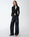 "Senna Melody" oblique placket fine merino wool and cotton blend zipper knitted cardigan top for women - variant_title