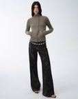 "Senna Melody" oblique placket fine merino wool and cotton blend zipper knitted cardigan top for women - variant_title