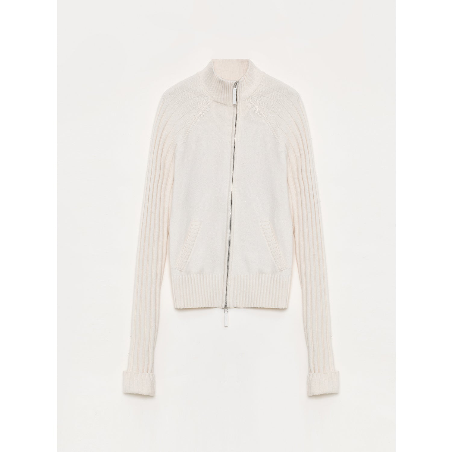 "Senna Melody" oblique placket fine merino wool and cotton blend zipper knitted cardigan top for women - variant_title