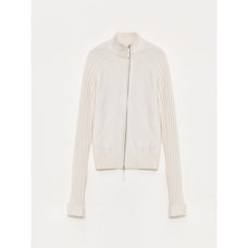 "Senna Melody" oblique placket fine merino wool and cotton blend zipper knitted cardigan top for women - variant_title