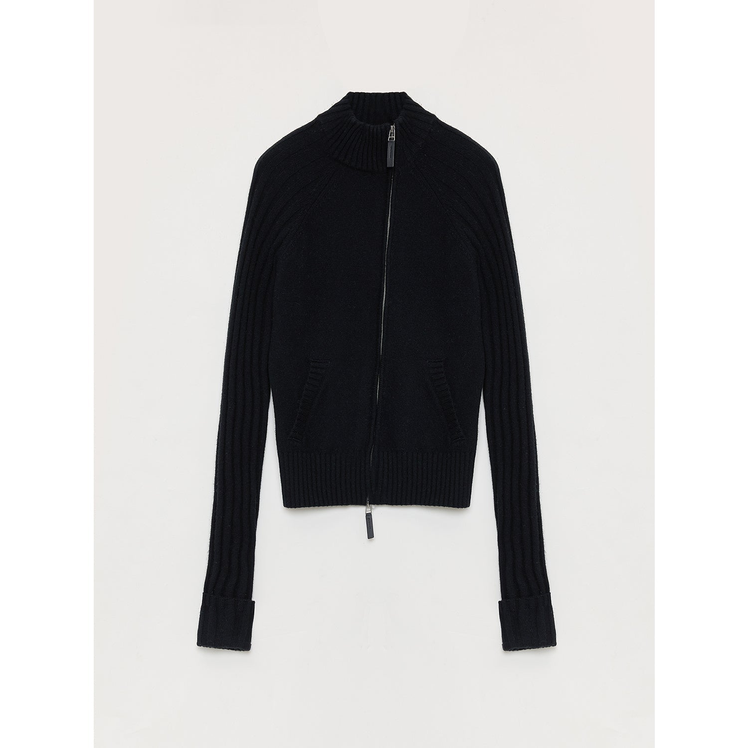 "Senna Melody" oblique placket fine merino wool and cotton blend zipper knitted cardigan top for women - variant_title