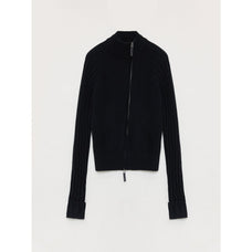 "Senna Melody" oblique placket fine merino wool and cotton blend zipper knitted cardigan top for women - variant_title