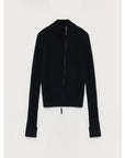 "Senna Melody" oblique placket fine merino wool and cotton blend zipper knitted cardigan top for women - variant_title