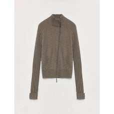 "Senna Melody" oblique placket fine merino wool and cotton blend zipper knitted cardigan top for women - variant_title