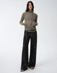 "Senna Melody" oblique placket fine merino wool and cotton blend zipper knitted cardigan top for women - variant_title