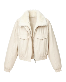 Firelady Serene Heat Island creamy ice cream fur collar pilot jacket product cutout