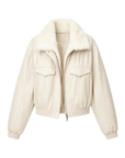 Firelady Serene Heat Island creamy ice cream fur collar pilot jacket product cutout