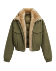 Firelady Serene Heat Island military green fur collar pilot jacket product cutout