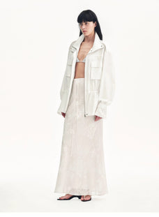 "Seville" bias - cut fishtail midi skirt in burnt pattern material - variant_title