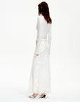 "Seville" bias - cut fishtail midi skirt in burnt pattern material
