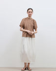 "Silent Island" Stand - up collar pleated short - sleeved shirt women's casual top - variant_title
