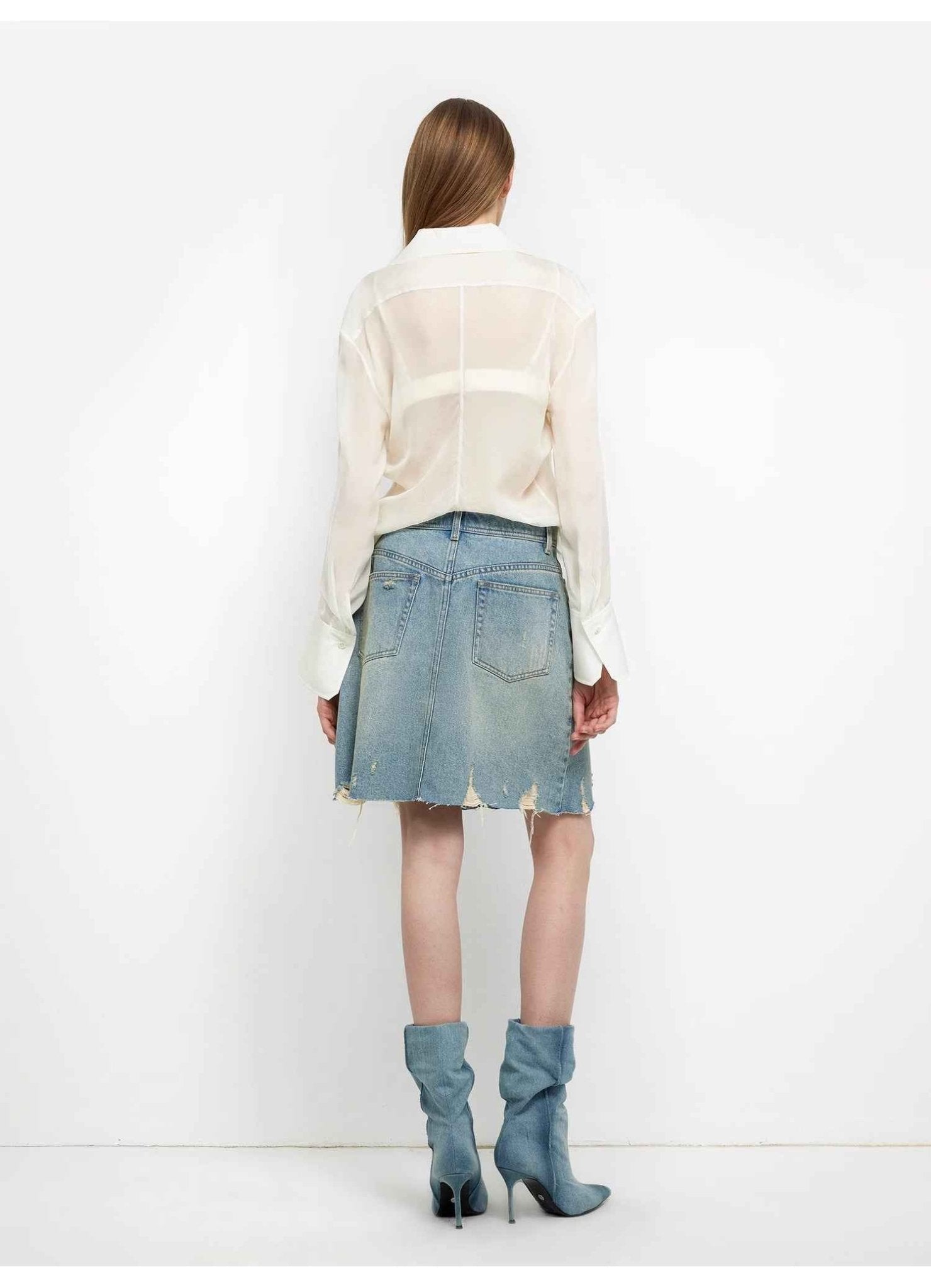 Silk Chiffon Light and Hazy Feeling Cool Drape Lace - up Sun Protection Shirt Summer "Hazy Moonlight" - variant_title