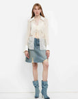 Silk Chiffon Light and Hazy Feeling Cool Drape Lace - up Sun Protection Shirt Summer "Hazy Moonlight" - variant_title