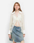 Silk Chiffon Light and Hazy Feeling Cool Drape Lace - up Sun Protection Shirt Summer "Hazy Moonlight" - variant_title