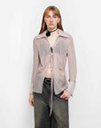 Silk Chiffon Light and Hazy Feeling Cool Drape Lace - up Sun Protection Shirt Summer "Hazy Moonlight" - variant_title
