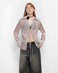 Silk Chiffon Light and Hazy Feeling Cool Drape Lace - up Sun Protection Shirt Summer "Hazy Moonlight" - variant_title