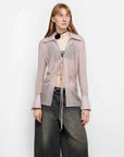 Silk Chiffon Light and Hazy Feeling Cool Drape Lace - up Sun Protection Shirt Summer "Hazy Moonlight" - variant_title