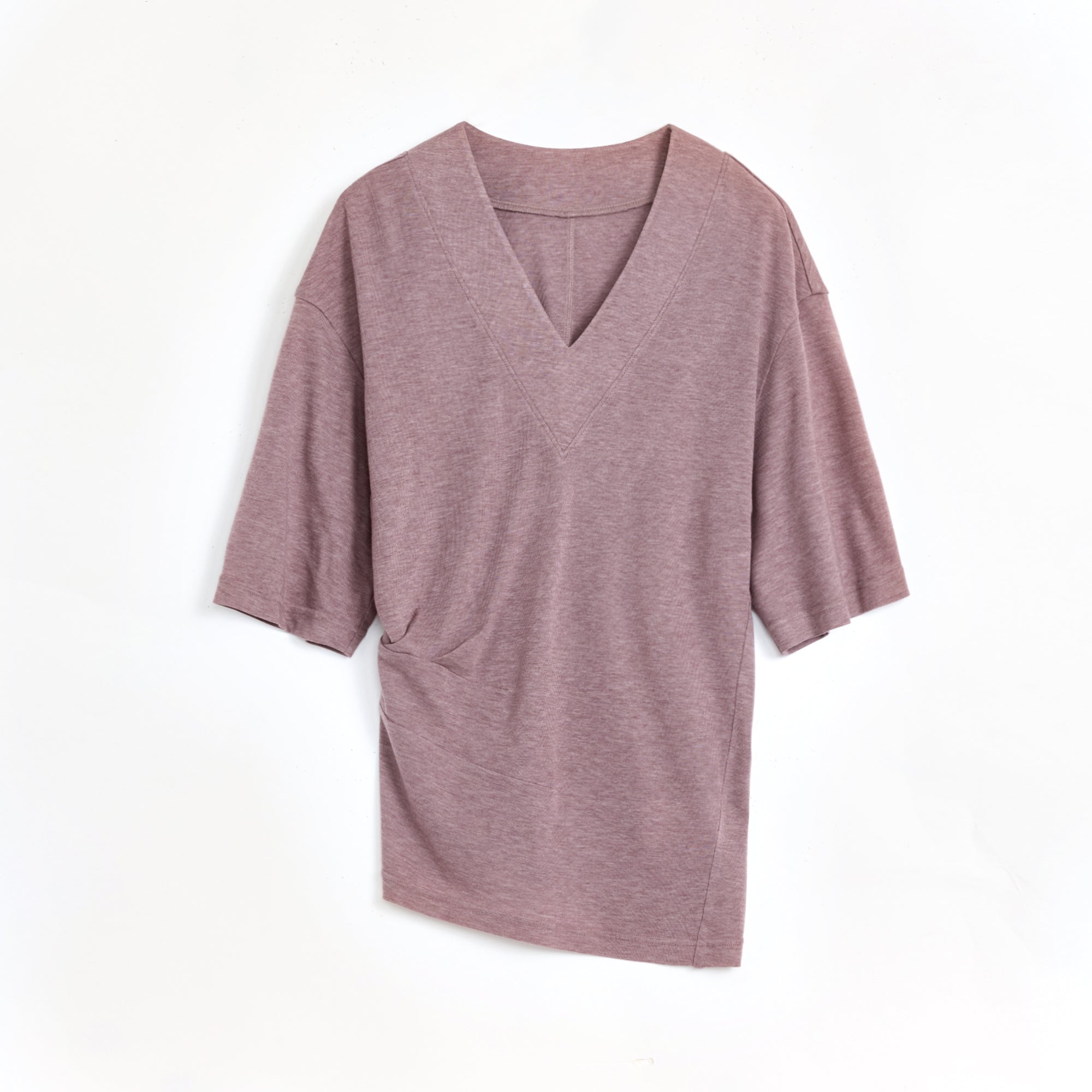 Silk Tencel blended pleated V - neck loose dropped shoulder T-shirt"Inspiration Bag" - variant_title