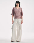 Silk Tencel blended pleated V - neck loose dropped shoulder T-shirt"Inspiration Bag" - variant_title