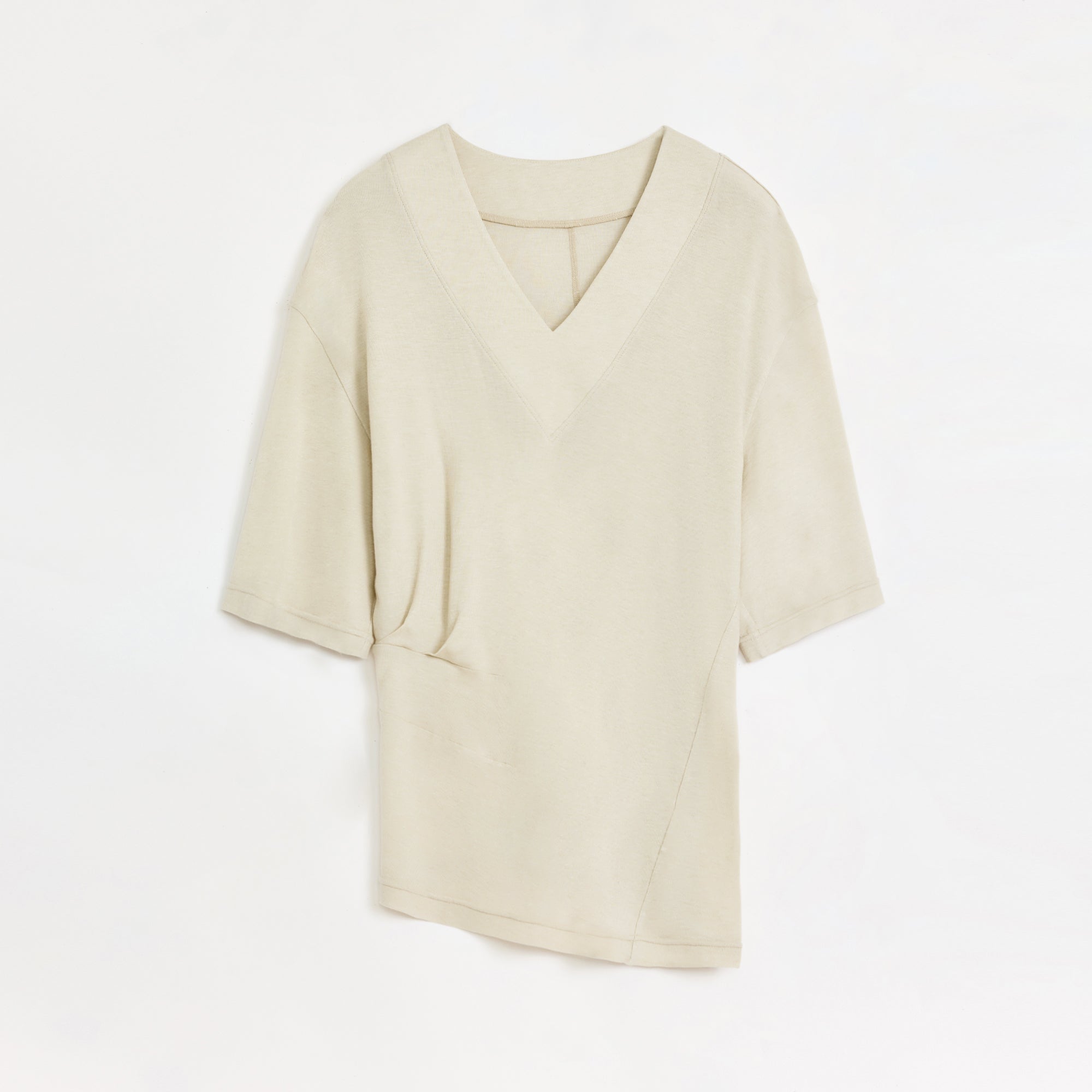 Silk Tencel blended pleated V - neck loose dropped shoulder T-shirt"Inspiration Bag" - variant_title