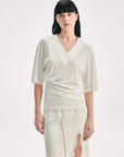 Silk Tencel blended pleated V - neck loose dropped shoulder T-shirt"Inspiration Bag" - variant_title