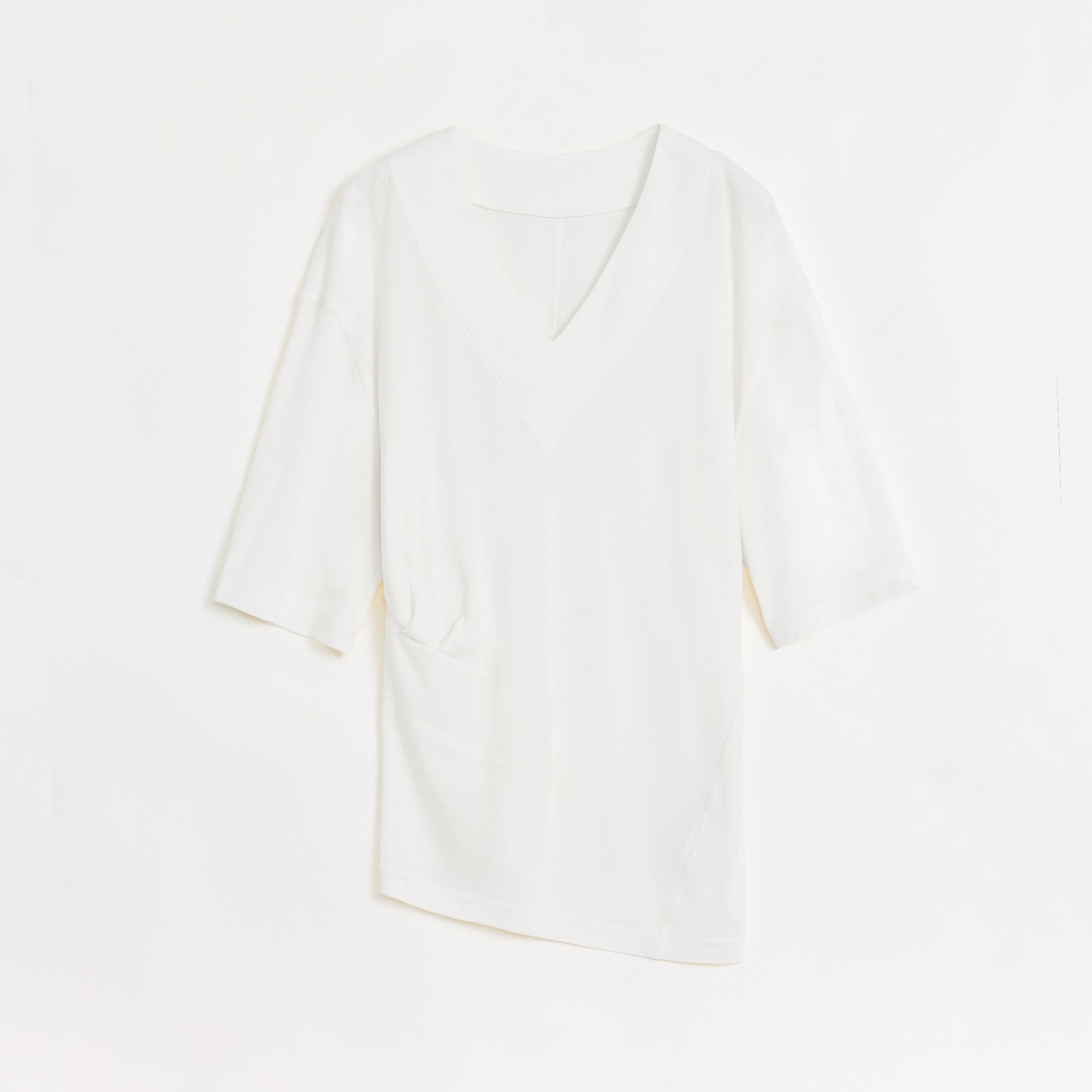 Silk Tencel blended pleated V - neck loose dropped shoulder T-shirt"Inspiration Bag" - variant_title