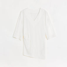 Silk Tencel blended pleated V - neck loose dropped shoulder T-shirt"Inspiration Bag" - variant_title
