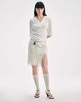 Silk Tencel blended pleated V - neck loose dropped shoulder T-shirt"Inspiration Bag" - variant_title