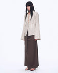 Silver Stripe Trumpet Sleeve Linen Cropped Shirt"Anonymous Letter" - variant_title