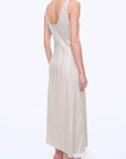 Silver Striped Linen V - Neck Drape Dress"Milan Holiday" - variant_title