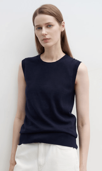 "Six Pence" round neck knitted sweater vest for women - variant_title