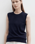 "Six Pence" round neck knitted sweater vest for women - variant_title