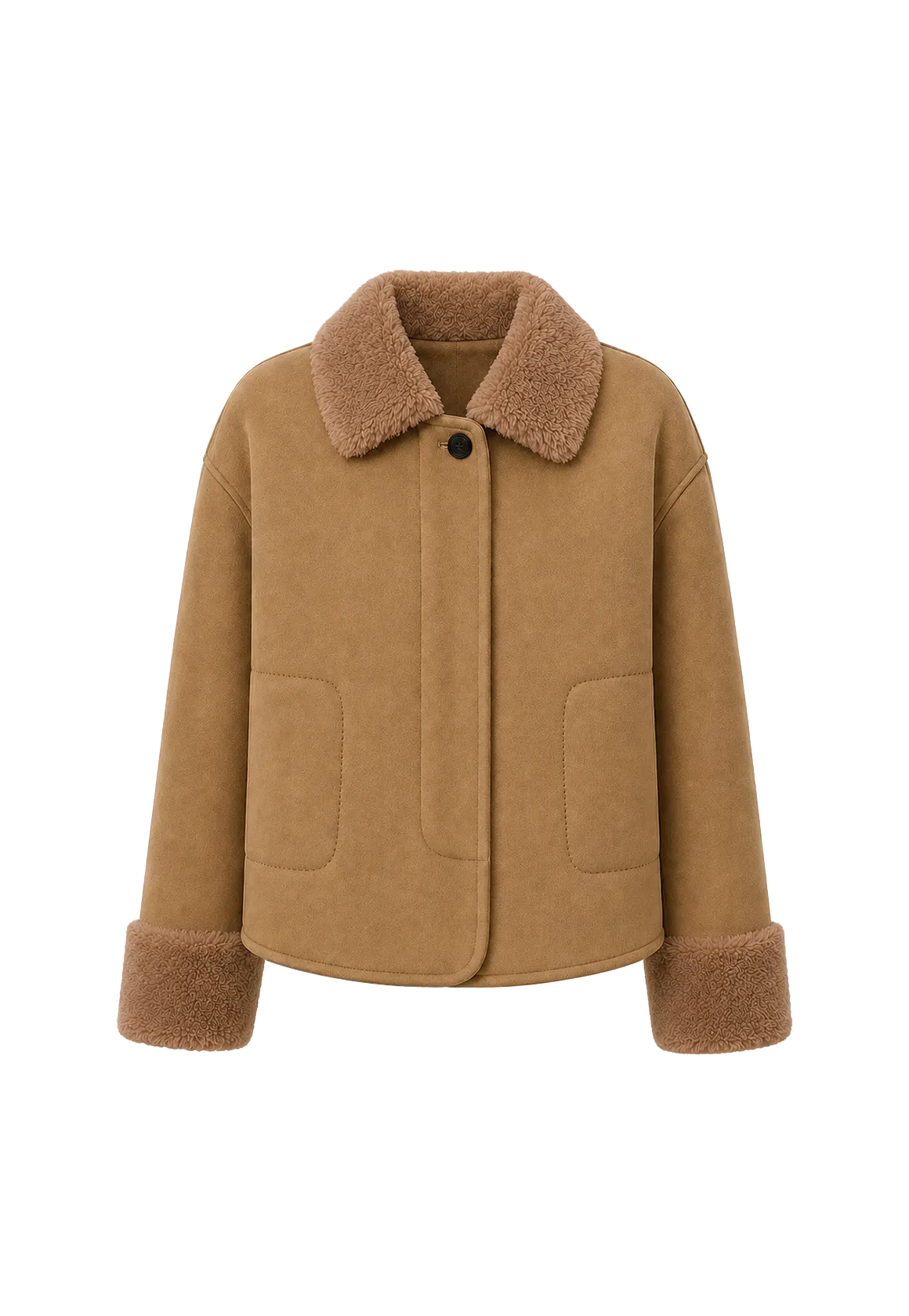 Slightly Sweet Latte long faux leather shearling jacket product image 04