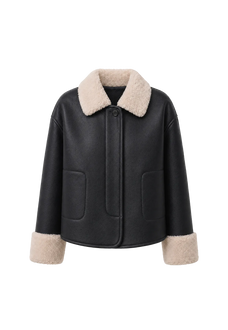 Slightly Sweet Latte long faux leather shearling jacket product image 10