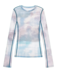 Smudge printed mesh long sleeve T-shirt Blue product cutout
