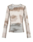 Smudge printed mesh long sleeve T-shirt Khaki product cutout