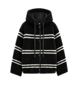 Firelady Fur Snowy New Year black white striped lamb wool hooded jacket product cutout