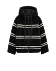 Firelady Fur Snowy New Year black white striped lamb wool hooded jacket product cutout