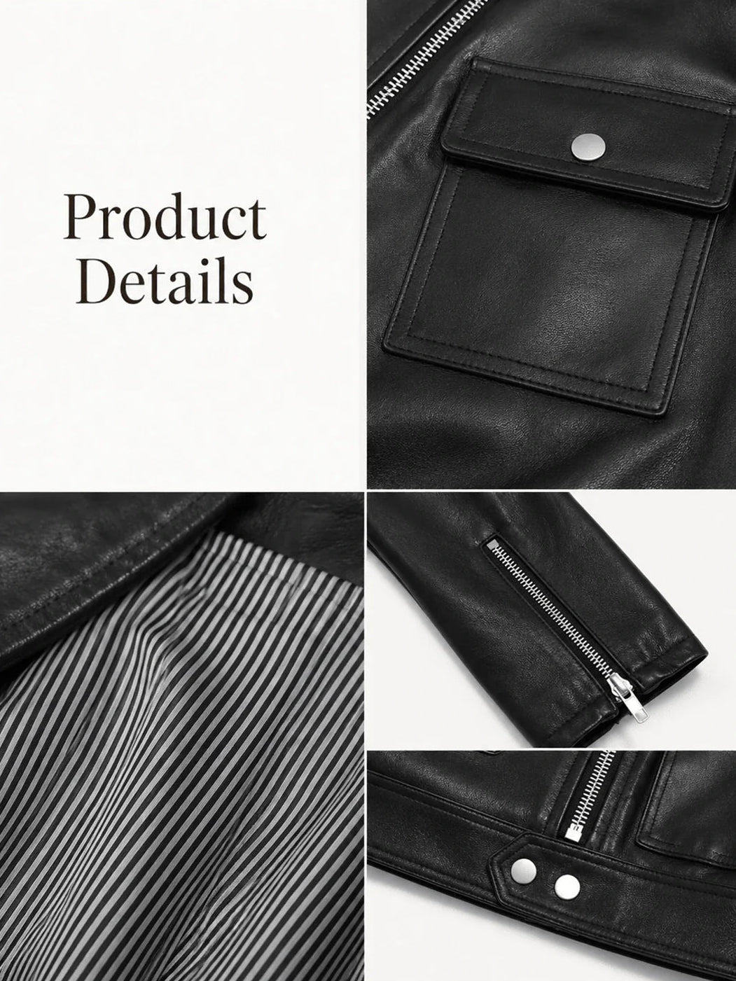 Soft Lightweight Fit cropped lambskin moto jacket - product details