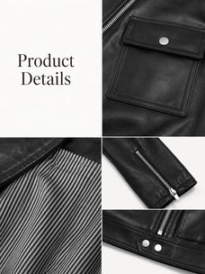 Soft Lightweight Fit cropped lambskin moto jacket - product details