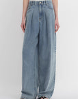 Soft Tencel Cotton Light Structure Pleated Loose Straight Wide Leg Jeans for Women - variant_title