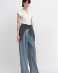 Soft Tencel Cotton Light Structure Pleated Loose Straight Wide Leg Jeans for Women - variant_title
