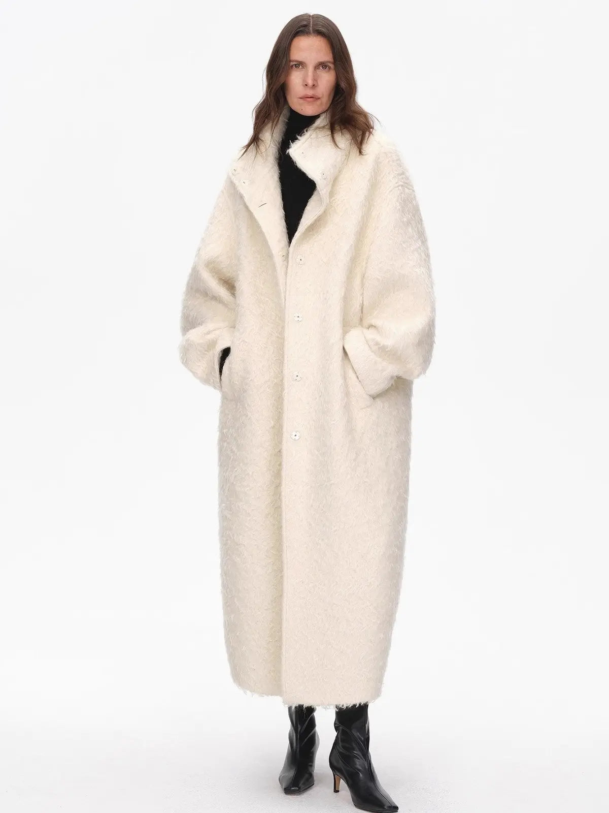 Song of Snowland mohair wool stand collar coat product image 05