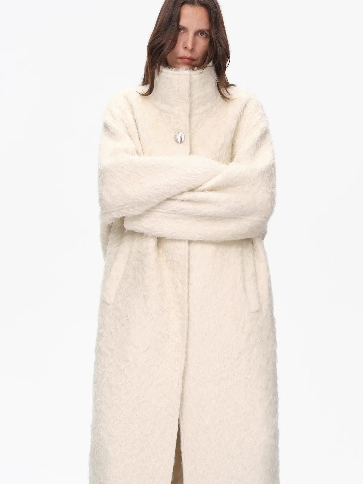 Song of Snowland mohair wool stand collar coat product image 09