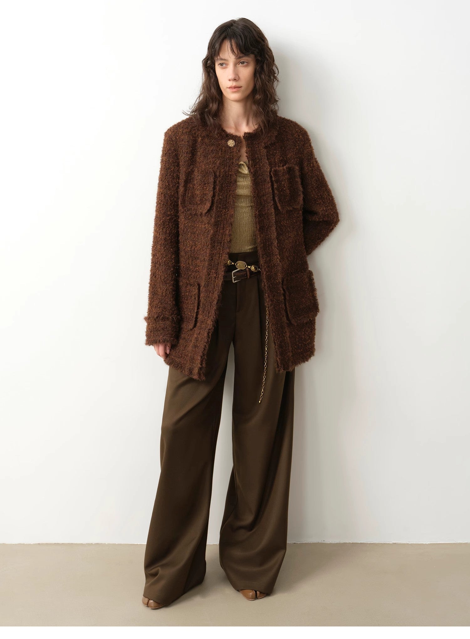 "Sophisticated Lady" Italian Imported Haute Couture Tailored Tweed Jacket with Gold Buttons for Women - variant_title
