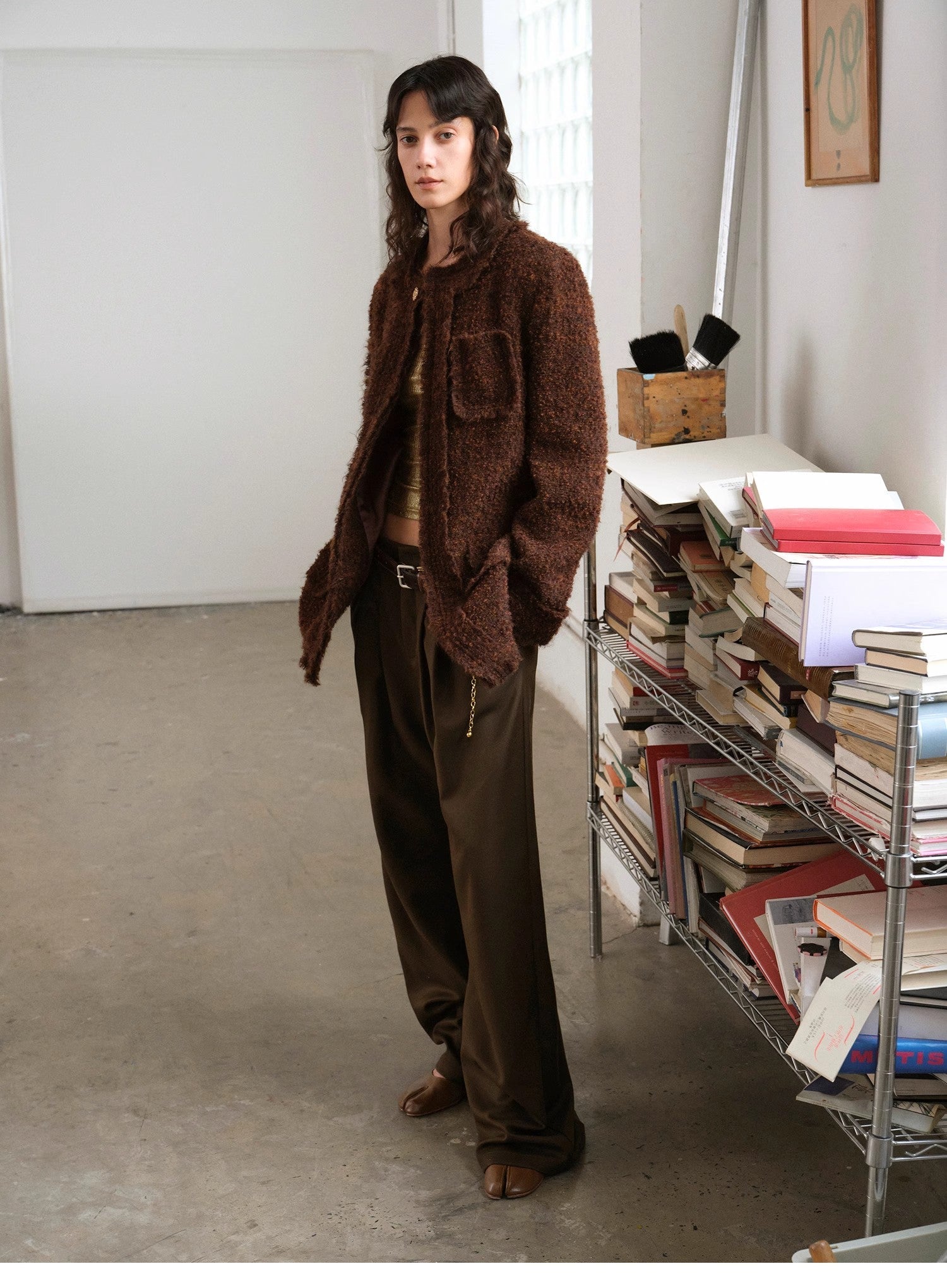 "Sophisticated Lady" Italian Imported Haute Couture Tailored Tweed Jacket with Gold Buttons for Women - variant_title