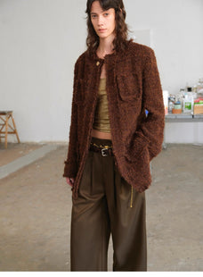 "Sophisticated Lady" Italian Imported Haute Couture Tailored Tweed Jacket with Gold Buttons for Women - variant_title